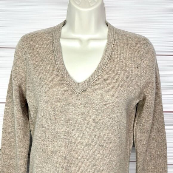 KEIRA Cashmere Sweater Tan V-Neck Pullover Lightweight Soft size S - Picture 2 of 9